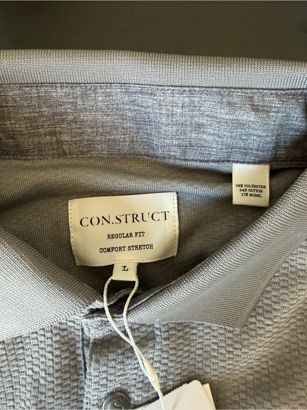 Con.Struct Men's Regular Fit Comfort Stretch Shirt - Light Gray - large